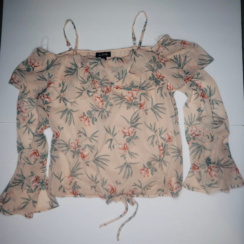A. Byer Floral Ruffle Top